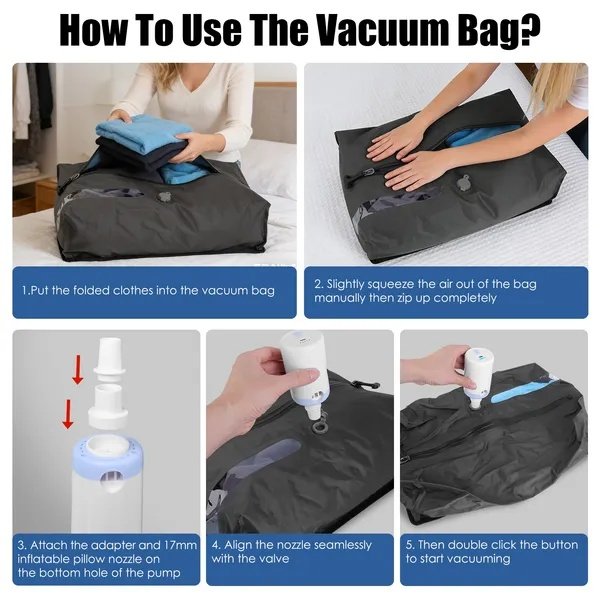 Vacuum Bags With Pump Packing Organizers For Clothing Luggage Backpack Suitcase - Image 3