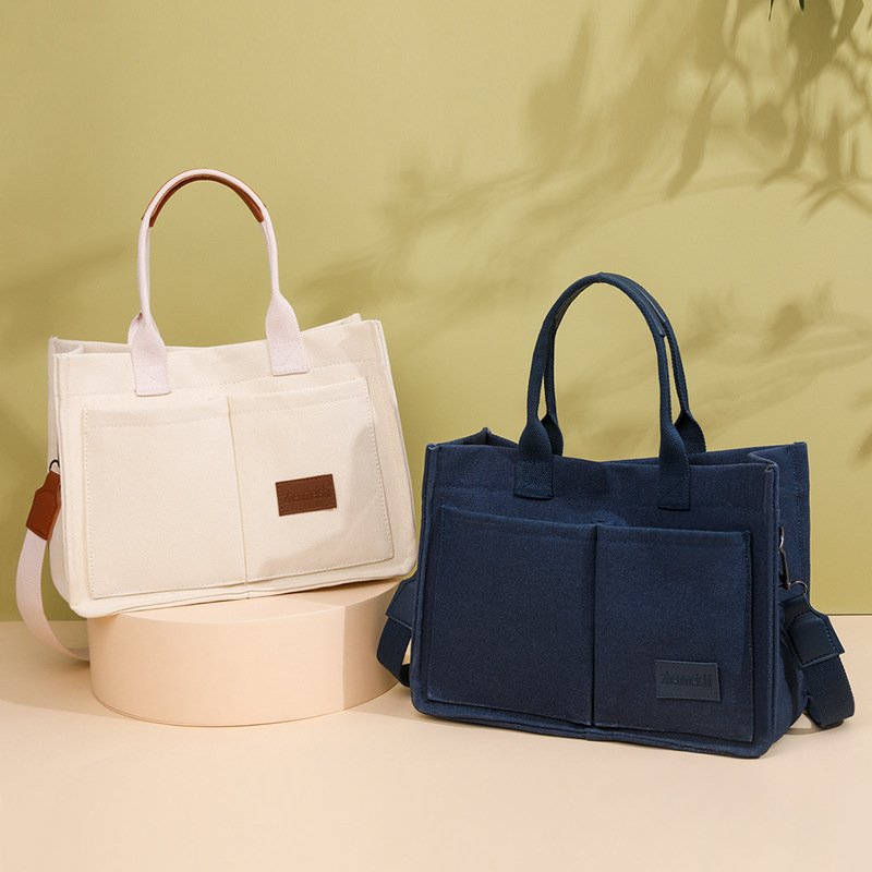 New Canvas Shoulder Bag Women Large Capacity Multi-pocket Handbags Casual Crossbody Shopper Bags For Students - Image 6
