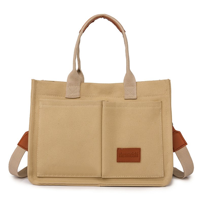 New Canvas Shoulder Bag Women Large Capacity Multi-pocket Handbags Casual Crossbody Shopper Bags For Students - Image 3